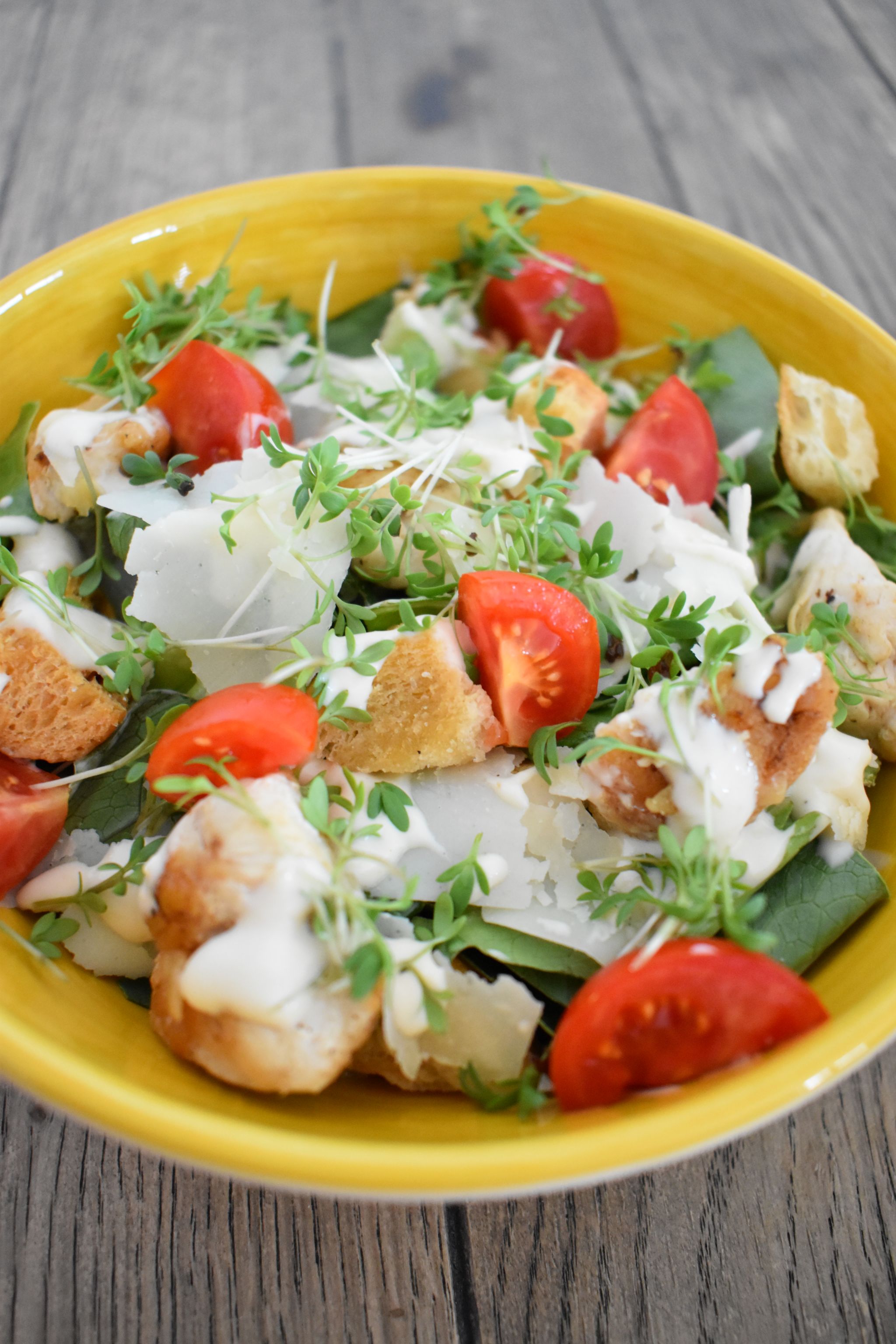 Cesar Salat mit Croutons und Hähnchenstreifen » Mein Kochuniversum